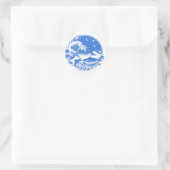 Midnight Hawaii: Wave, Dolphin & Haleakala Ronde Sticker (Tas)