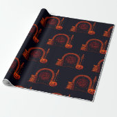 Midnight Hearth Middeleeuws-oranje en zwart Cadeaupapier (Uitgerold)