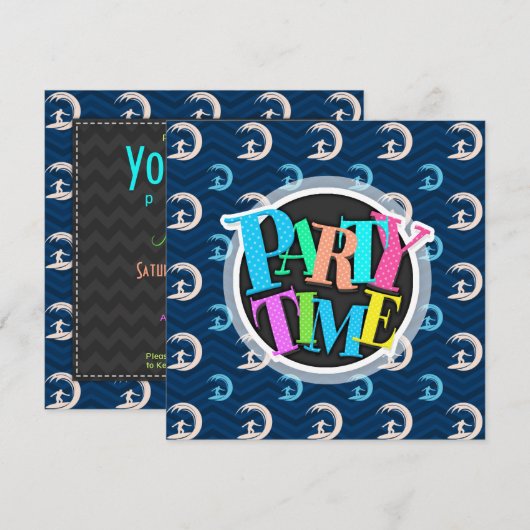 Midnight, Hemelsblauw, Tan, Surfen, Surfer Chevron Kaart (Voorkant / Achterkant)