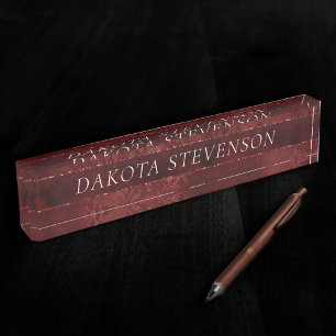 Midnight Henna Romance   Crimson Red Satiny Damask Naambordje