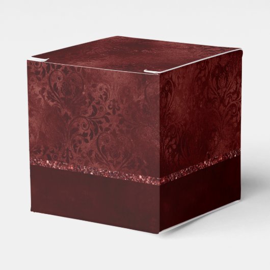 Midnight Henna Romance | Red Satiny Grunge Damask Bedankdoosjes (Voorkant Zijde)