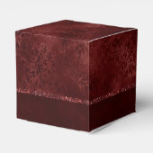 Midnight Henna Romance | Red Satiny Grunge Damask Bedankdoosjes (Achterkant)