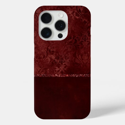 Midnight Henna Romance | Red Satiny Grunge Damask Case-Mate iPhone Case (Achterkant)