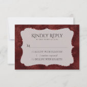 Midnight Henna Romance | Red Satiny Grunge Damask RSVP Kaartje (Voorkant)