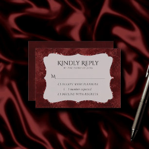 Midnight Henna Romance   Red Satiny Grunge Damask RSVP Kaartje