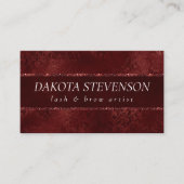 Midnight Henna Romance | Red Satiny Grunge Damask Visitekaartje (Voorkant)