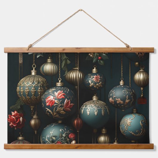 Midnight Holiday Enchantment Botanical Hangend Wandkleed (Voorkant)