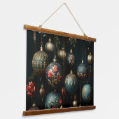 Midnight Holiday Enchantment Botanical Hangend Wandkleed (Gebogen)