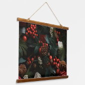 Midnight Holiday Enchantment Botanical Hangend Wandkleed (Gebogen)