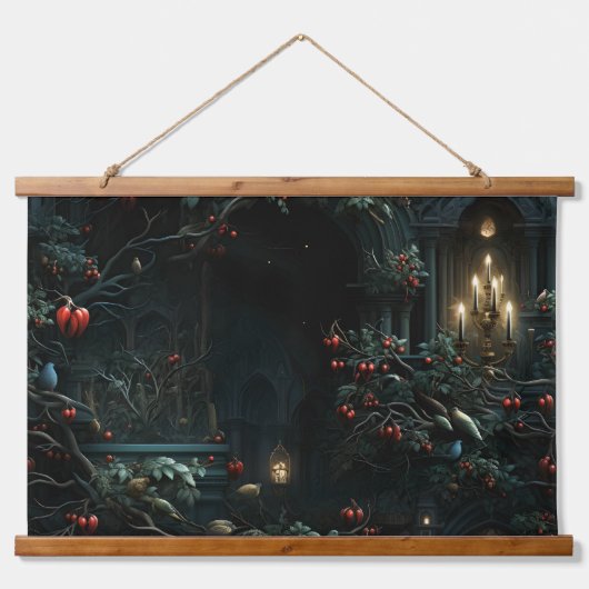 Midnight Holiday Enchantment Botanical Hangend Wandkleed (Voorkant)