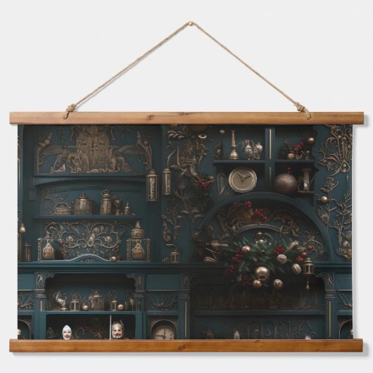 Midnight Holiday Enchantment Botanical Hangend Wandkleed (Voorkant)