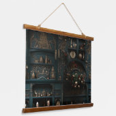 Midnight Holiday Enchantment Botanical Hangend Wandkleed (Gebogen)