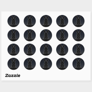 Midnight Hopper: gepersonaliseerd konijnensilhouet Ronde Sticker