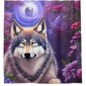 Midnight Howl Floral Wolf Douchegordijn (Voorkant)