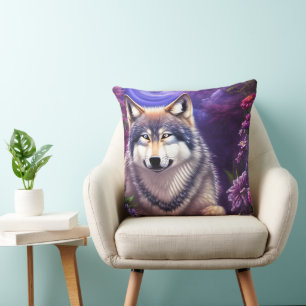 Midnight Howl Floral Wolf Kussen