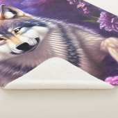 Midnight Howl Floral Wolf Sherpa Deken (3/4)