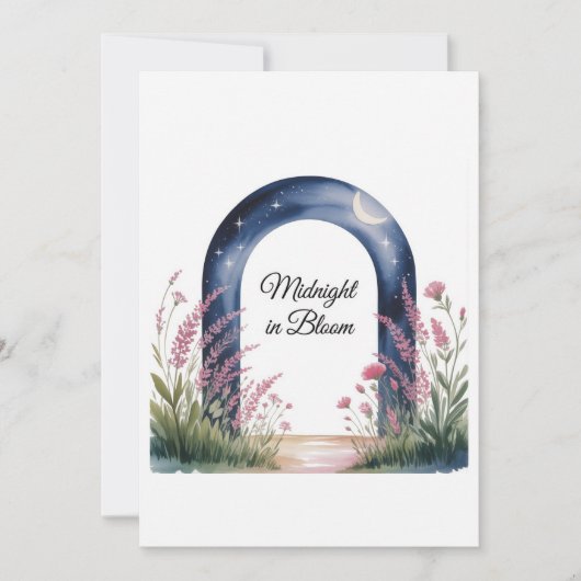 Midnight in Bloom - Elegante Bloemen Uitnodiging (Voorkant)