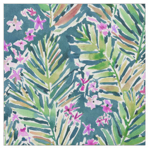 MIDNIGHT IN MAUI Dark Tropical Palm Print Stof