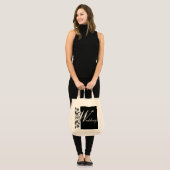 Midnight in Paris Black  Lace Wedding Script Tote Bag (Voorkant (model))
