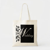 Midnight in Paris Black  Lace Wedding Script Tote Bag (Voorkant)