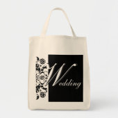 Midnight in Paris Black  Lace Wedding Script Tote Bag (Voorkant)