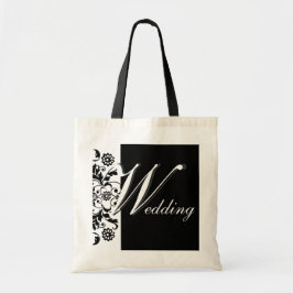 Midnight in Paris Black  Lace Wedding Script Tote Bag