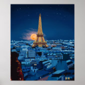 Midnight in Paris cityscape Poster (Voorkant)