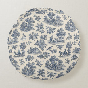 Midnight in the Meadow - Blauwe Toile Ronde Gooi P Rond Kussen