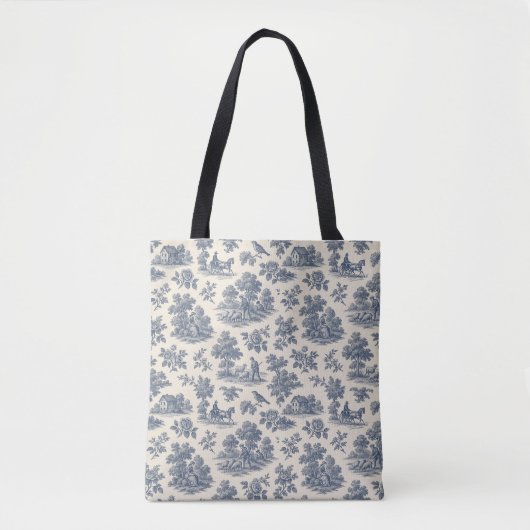 Midnight in the Meadow - Blue Toile Pattern Tas B (Voorkant)