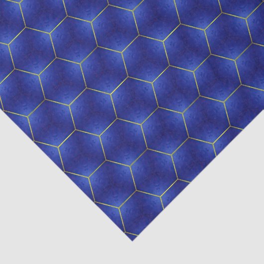 Midnight Indigo en Gold Geometric Design Tissuepapier (Detail)
