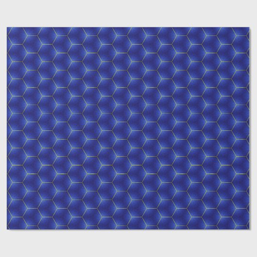 Midnight Indigo en Gold Hexagonal Design Cadeaupapier (Vlak)