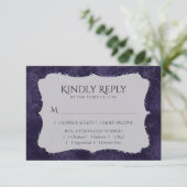 Midnight Indigo Romance | Satiny Damask Entree RSVP Kaartje (Staand voorkant)