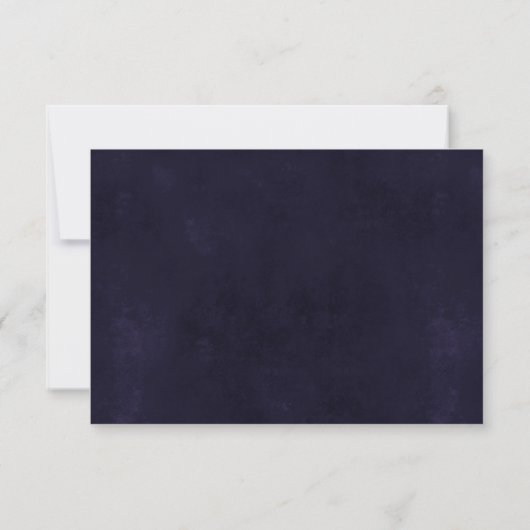 Midnight Indigo Romance | Satiny Damask Entree RSVP Kaartje (Achterkant)