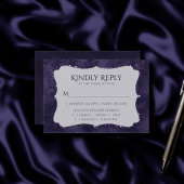 Midnight Indigo Romance | Satiny Damask Entree RSVP Kaartje