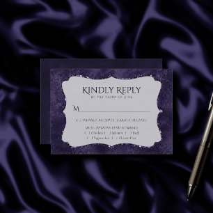 Midnight Indigo Romance   Satiny Damask Entree RSVP Kaartje