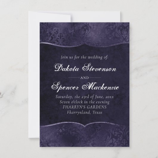 Midnight Indigo Romance | Satiny Grunge bruiloft Kaart (Voorkant)