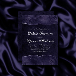 Midnight Indigo Romance | Satiny Grunge bruiloft Kaart