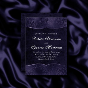 Midnight Indigo Romance   Satiny Grunge bruiloft Kaart