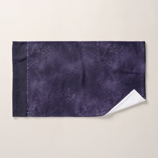 Midnight Indigo Romance | Satiny Grunge Damask Bad Handdoek (Handdoek)