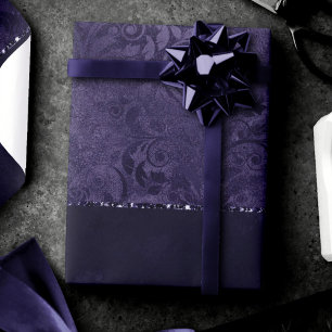 Midnight Indigo Romance   Satiny Grunge Damask Cadeaupapier