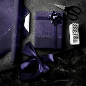Midnight Indigo Romance | Satiny Grunge Damask Cadeaupapier