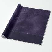 Midnight Indigo Romance | Satiny Grunge Damask Cadeaupapier (Uitgerold)