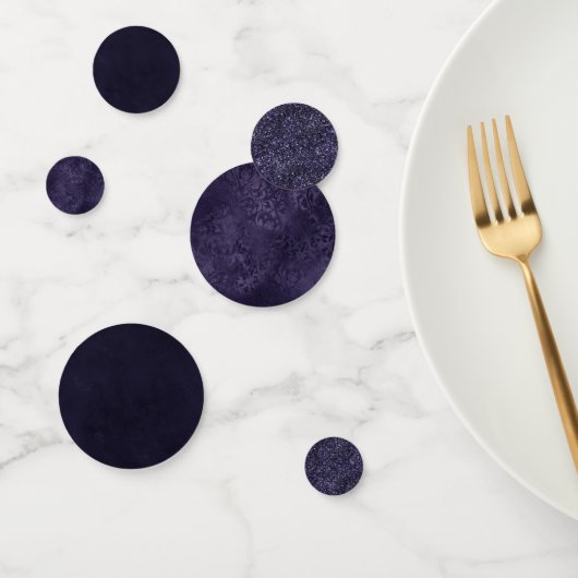 Midnight Indigo Romance | Satiny Grunge Damask Confetti (Groep)