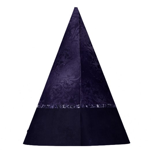 Midnight Indigo Romance | Satiny Grunge Damask Feesthoedjes (Achterkant)