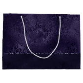 Midnight Indigo Romance | Satiny Grunge Damask Groot Cadeauzakje (Achterkant)