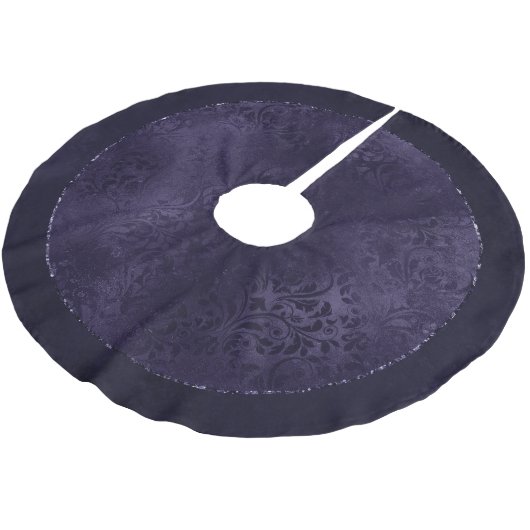 Midnight Indigo Romance | Satiny Grunge Damask Kerstboom Rok (Gekanteld)