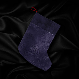 Midnight Indigo Romance Satiny Grunge Damask Kleine Kerstsok