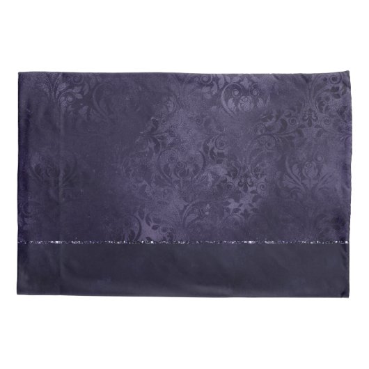 Midnight Indigo Romance | Satiny Grunge Damask Kussensloop (Achterkant)