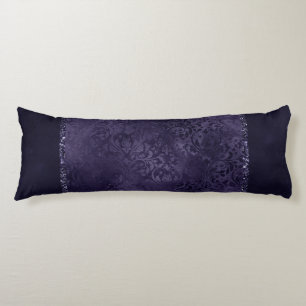 Midnight Indigo Romance   Satiny Grunge Damask Lichaamskussen