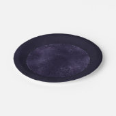 Midnight Indigo Romance | Satiny Grunge Damask Papieren Bordje (Gekanteld)